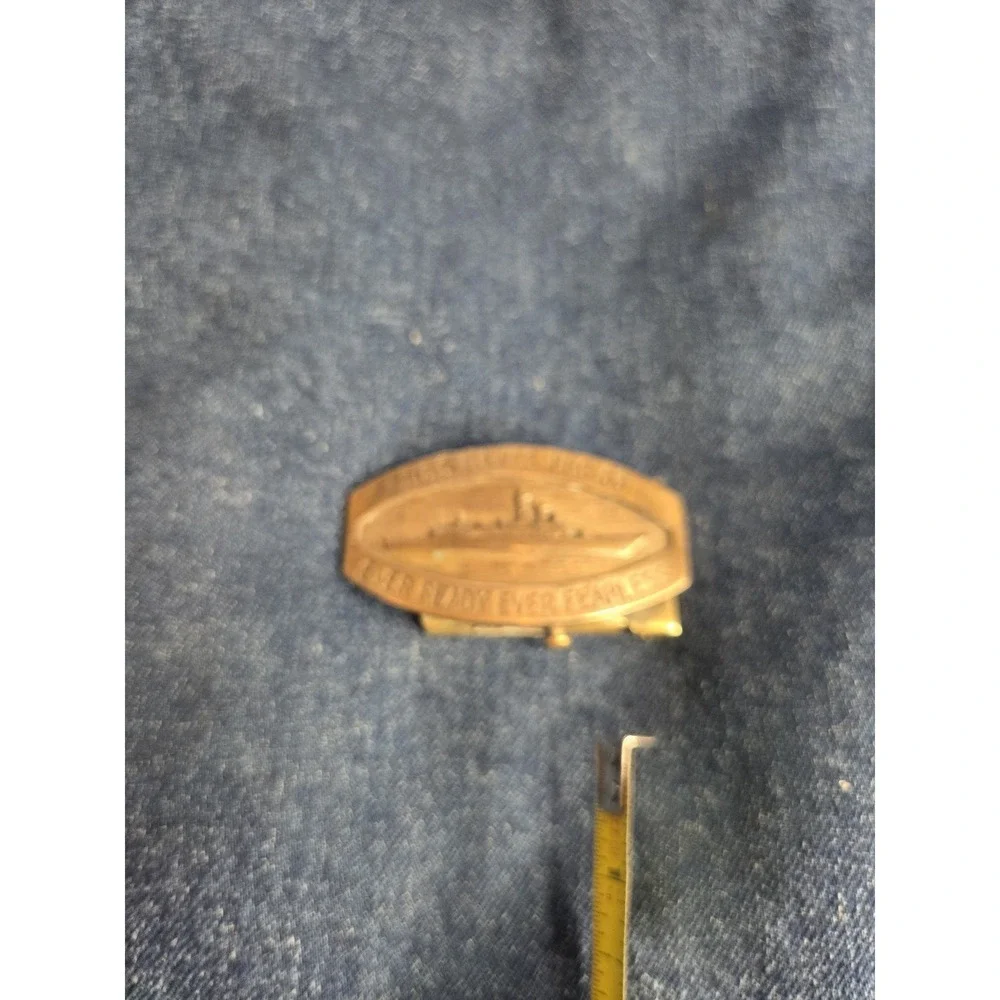 Vintage Solid Brass Military Navy USS Hawes Belt Buckle Made USA